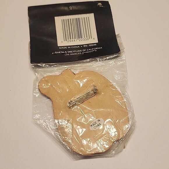Halloween Jack O Lantern Country Style Pumpkin Wooden Painted Pin Vintage New - Picture 3 of 3